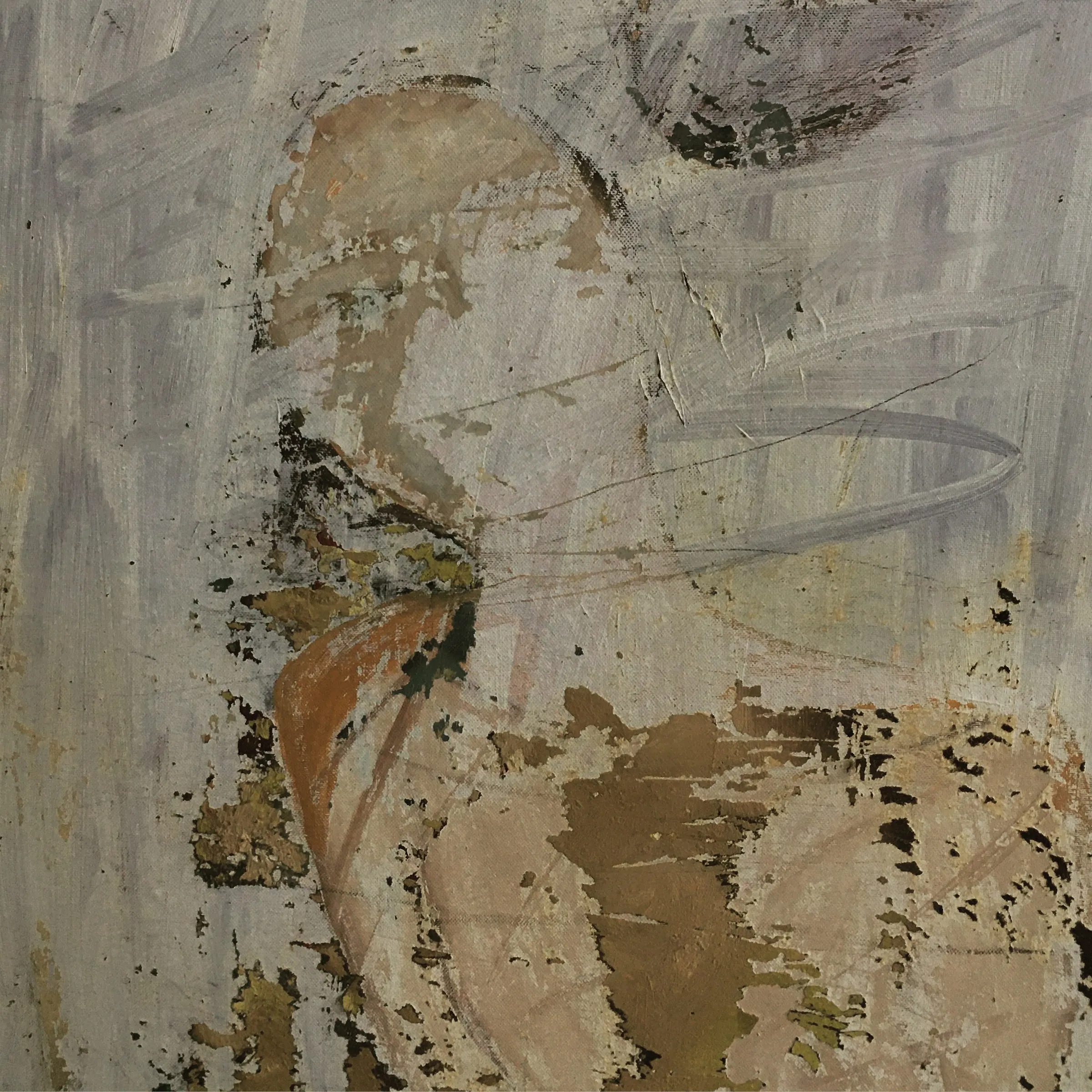 Pale ochre surface where the figure has almost been rubbed away